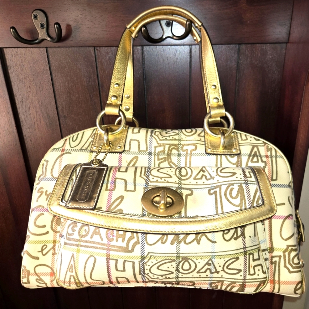 **Reserved** Vintage Coach Gold & Cream Handbag